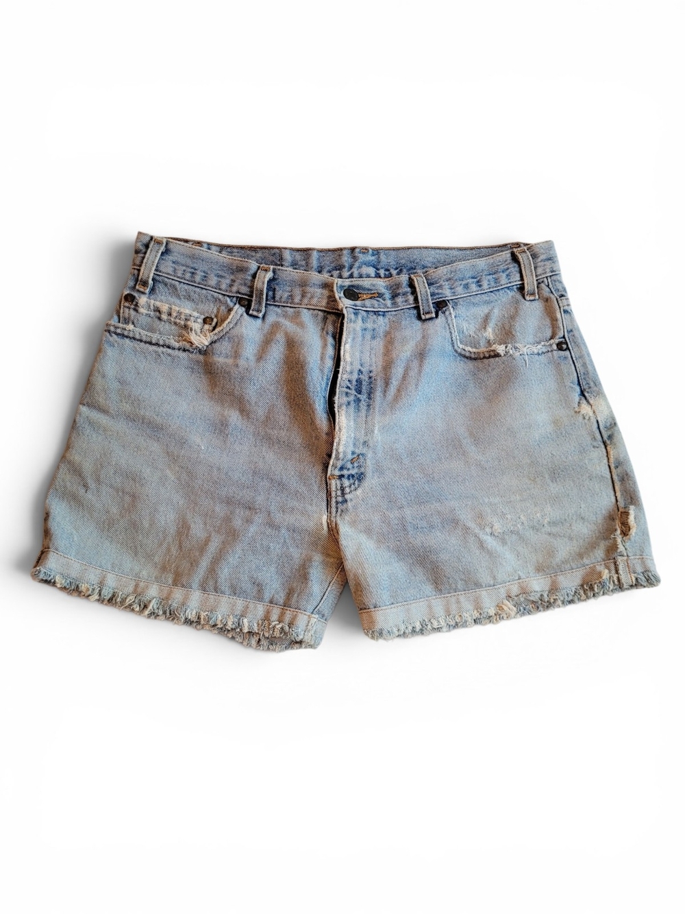 Vintage Levi's 540 Light Blue Denim Jean Shorts Distressed Size 36 Waist